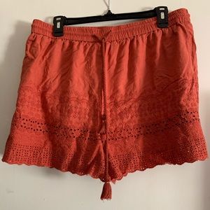Faded Glory lace trim cotton shorts.